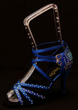 XQ Royal Blue Peacock Design Latin Ballroom Heels